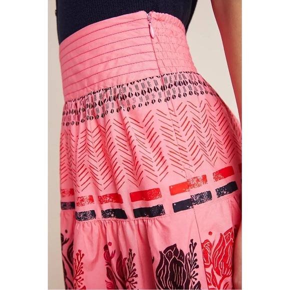 Anthropologie Auberte Poplin Tiered Midi Skirt by Blooming Print - Picture 4 of 9